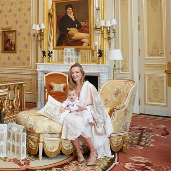 Baby Girls Ivory & Pink Carousel Carr&eacute; Swaddle & Bib Gift Set