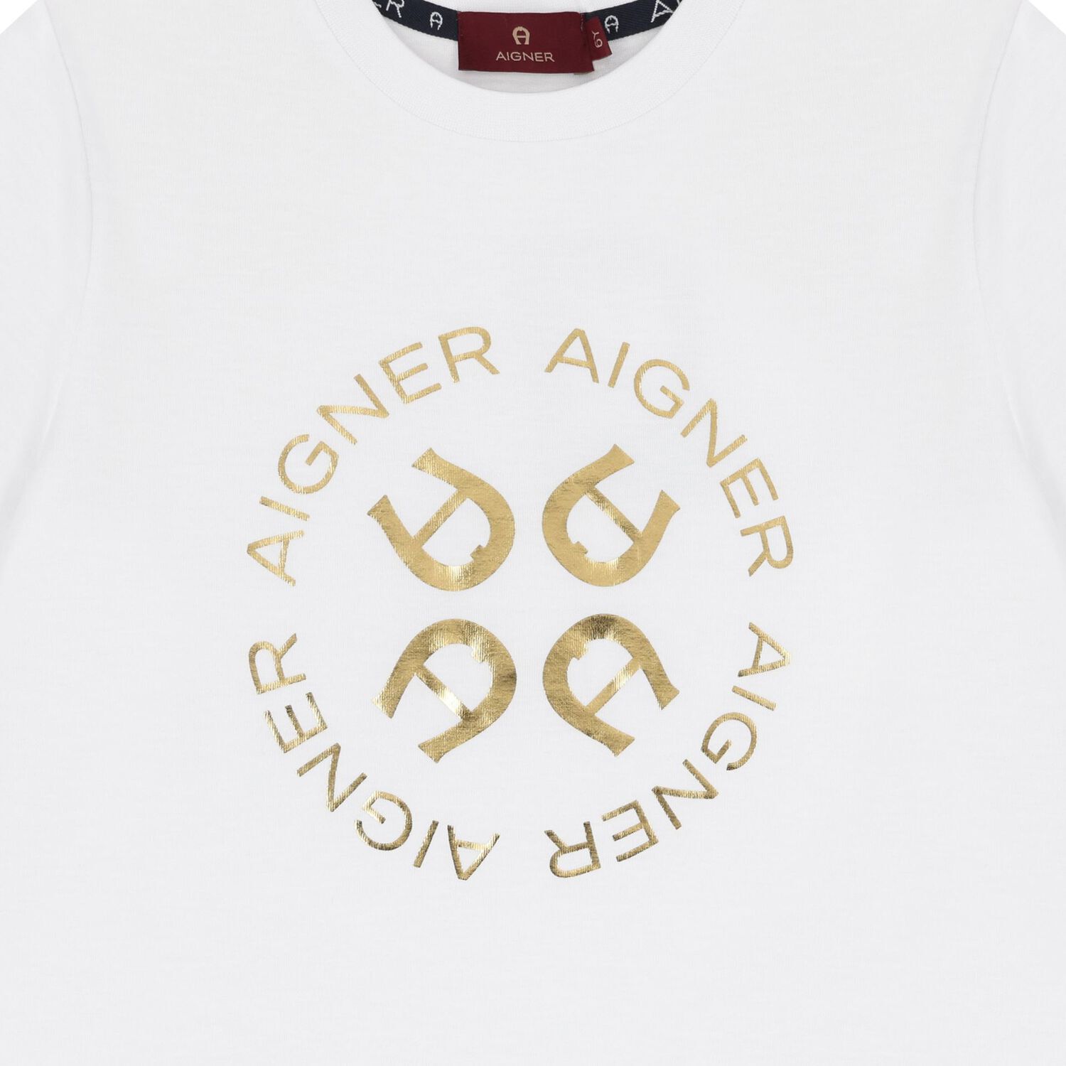 Boys White & Gold Logo T-Shirt, 1, hi-res