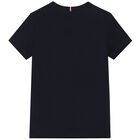 Boys Navy Logo Cotton T-Shirt, 1, hi-res