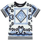 Baby Boys White & Blue Logo T-Shirt, 1, hi-res