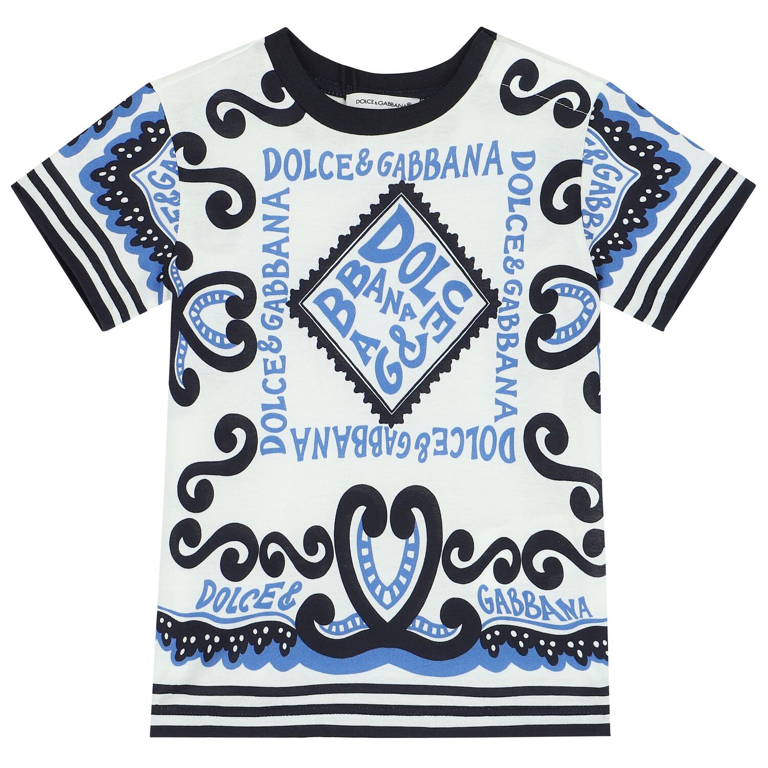 Baby Boys White & Blue Logo T-Shirt, 1, hi-res
