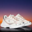 Girls White & Pink Logo Trainers, 1, hi-res