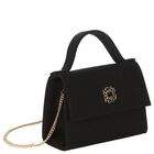 Girls Black Crepe Handbag, 2, hi-res