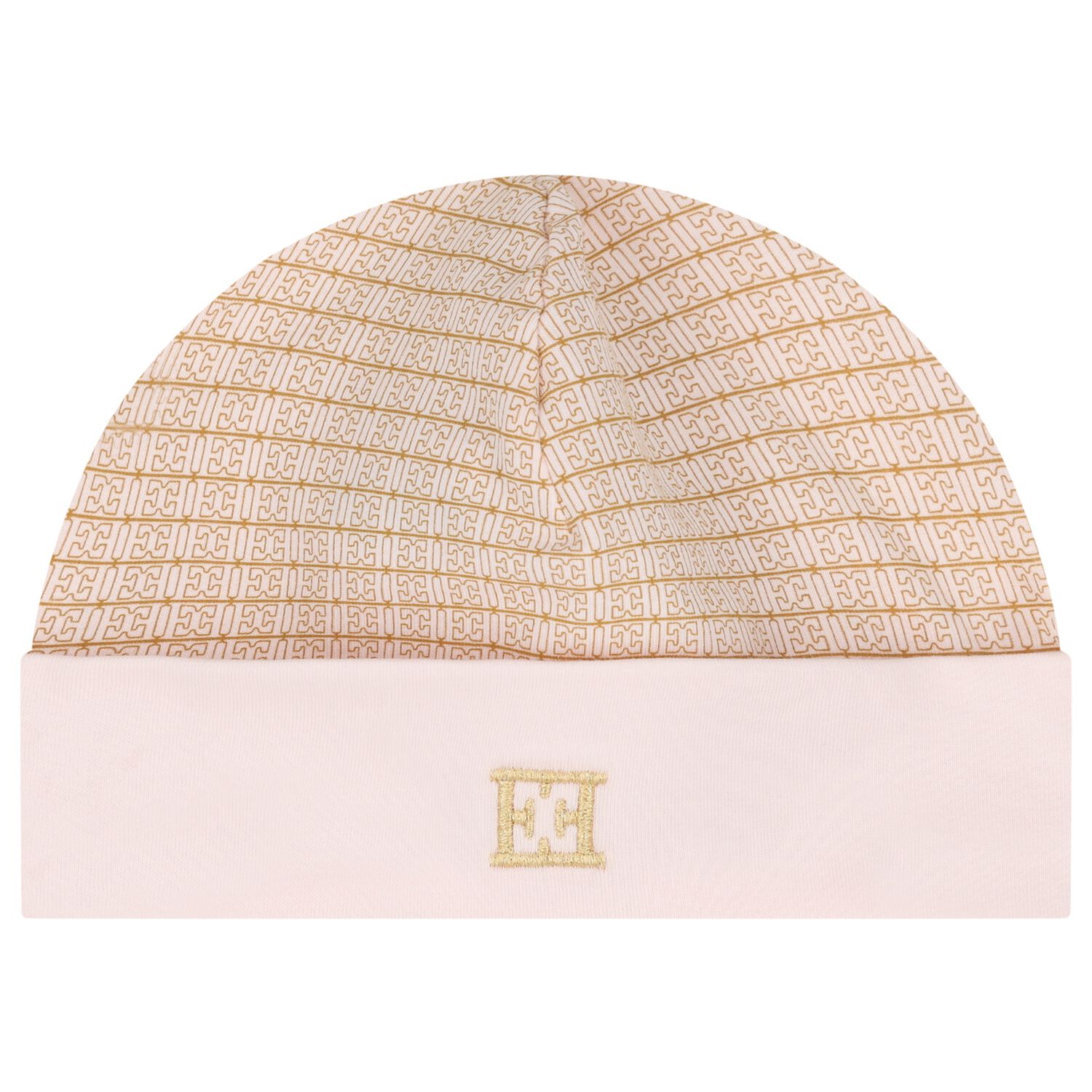 Baby Girls Pink & Beige Logo Hat, 2, hi-res