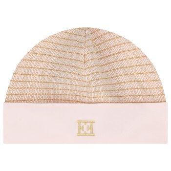 Baby Girls Pink & Beige Logo Hat
