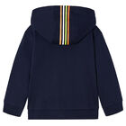 Boys Navy Hoodie Jacket, 1, hi-res