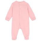 Pink Teddy Logo Babygrow, 2, hi-res