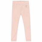 Younger Girls Pink Logo Leggings, 1, hi-res