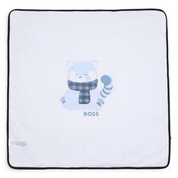 Baby Boys Blue & White Logo Blanket
