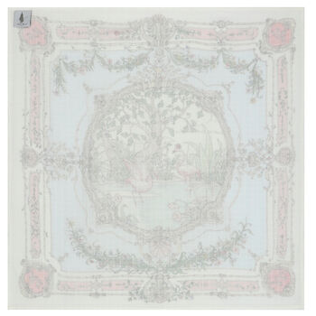 White & Blue Tapestry Swaddle Carré Baby Blanket