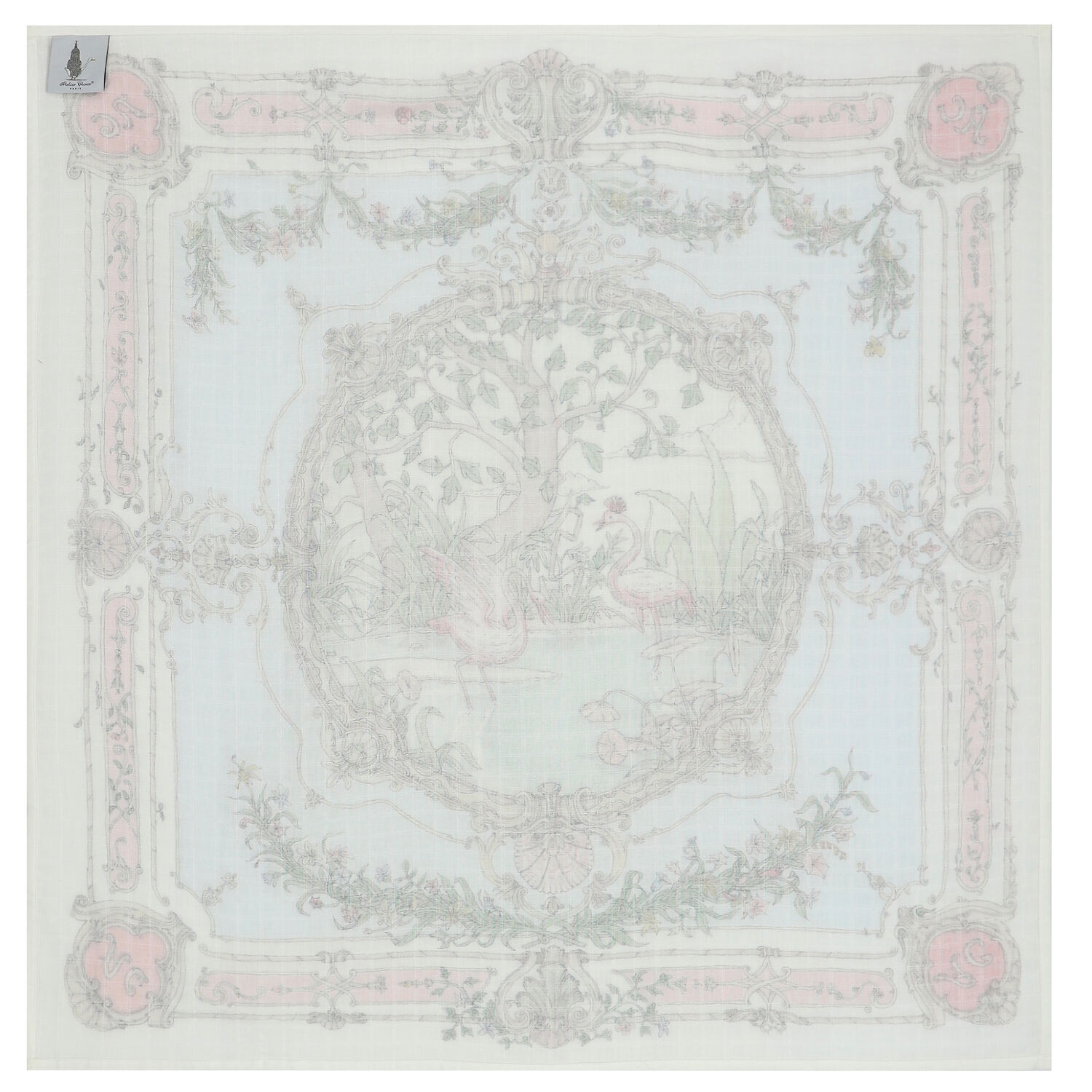 White & Blue Tapestry Swaddle Carré Baby Blanket, 1, hi-res image number null