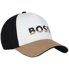 Boys Black, White & Beige Logo Cap, 1, hi-res