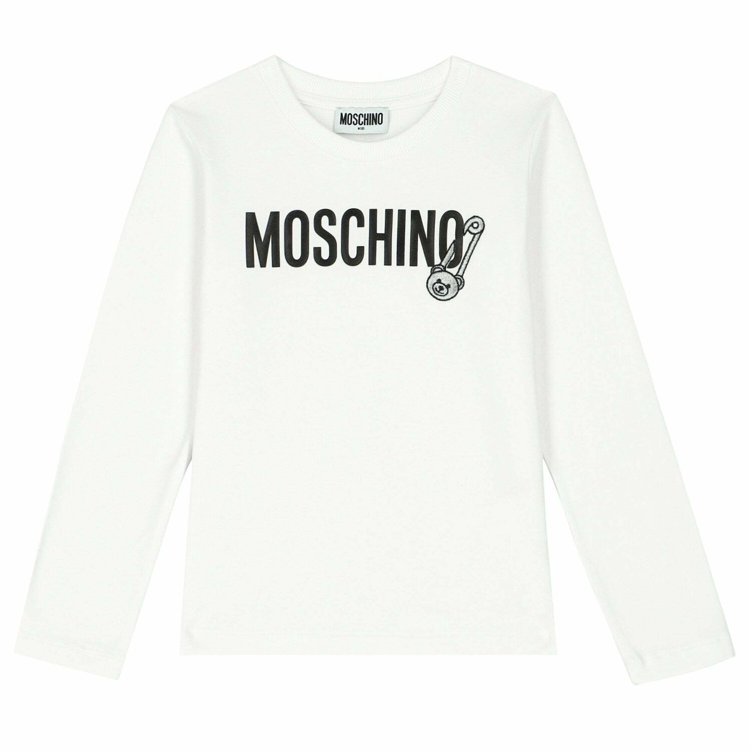 Girls White Logo Long Sleeve Top, 1, hi-res