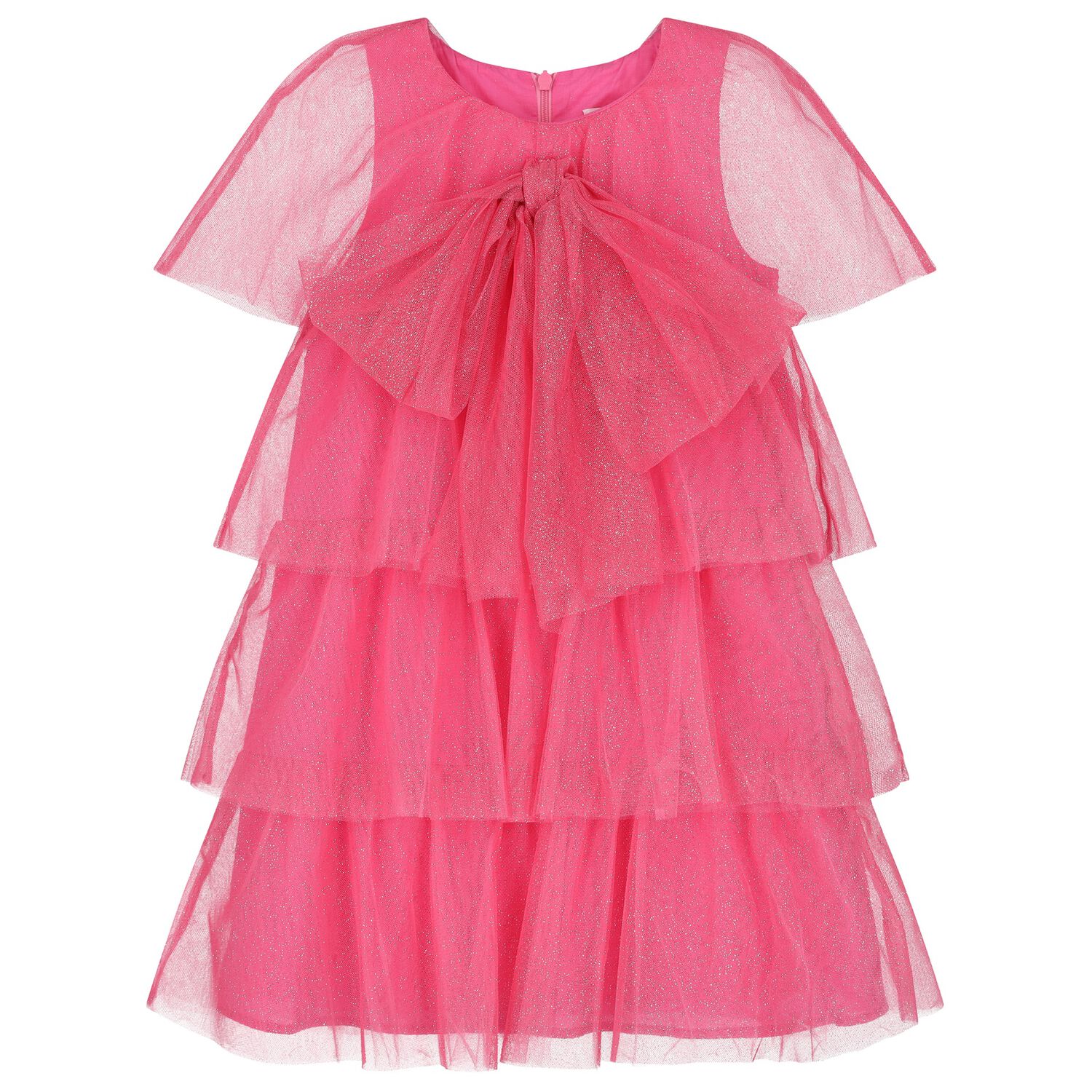 Girls Glittery Pink Tulle Dress, 1, hi-res image number null