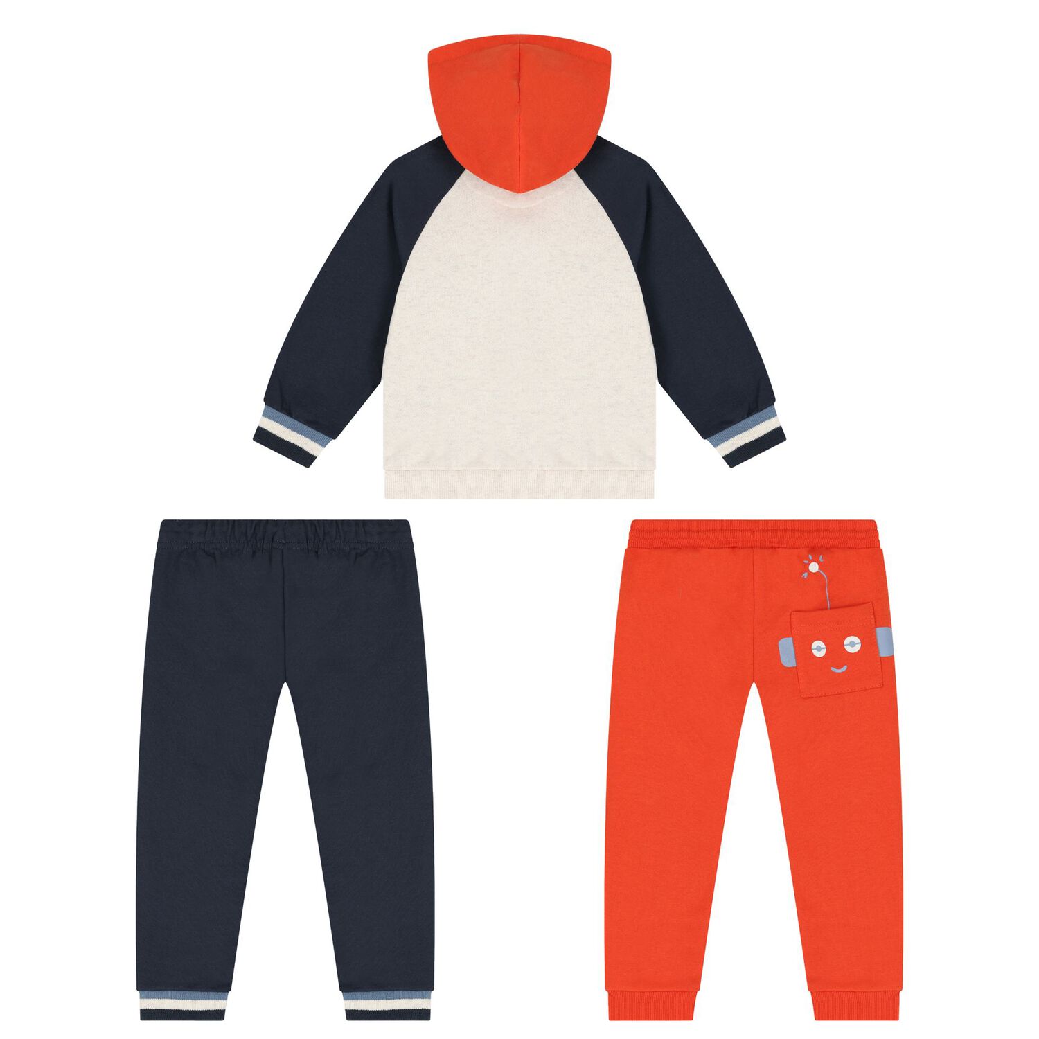 Younger Boys Ivory, Blue & Orange 3-Piece Tracksuit, 2, hi-res image number null