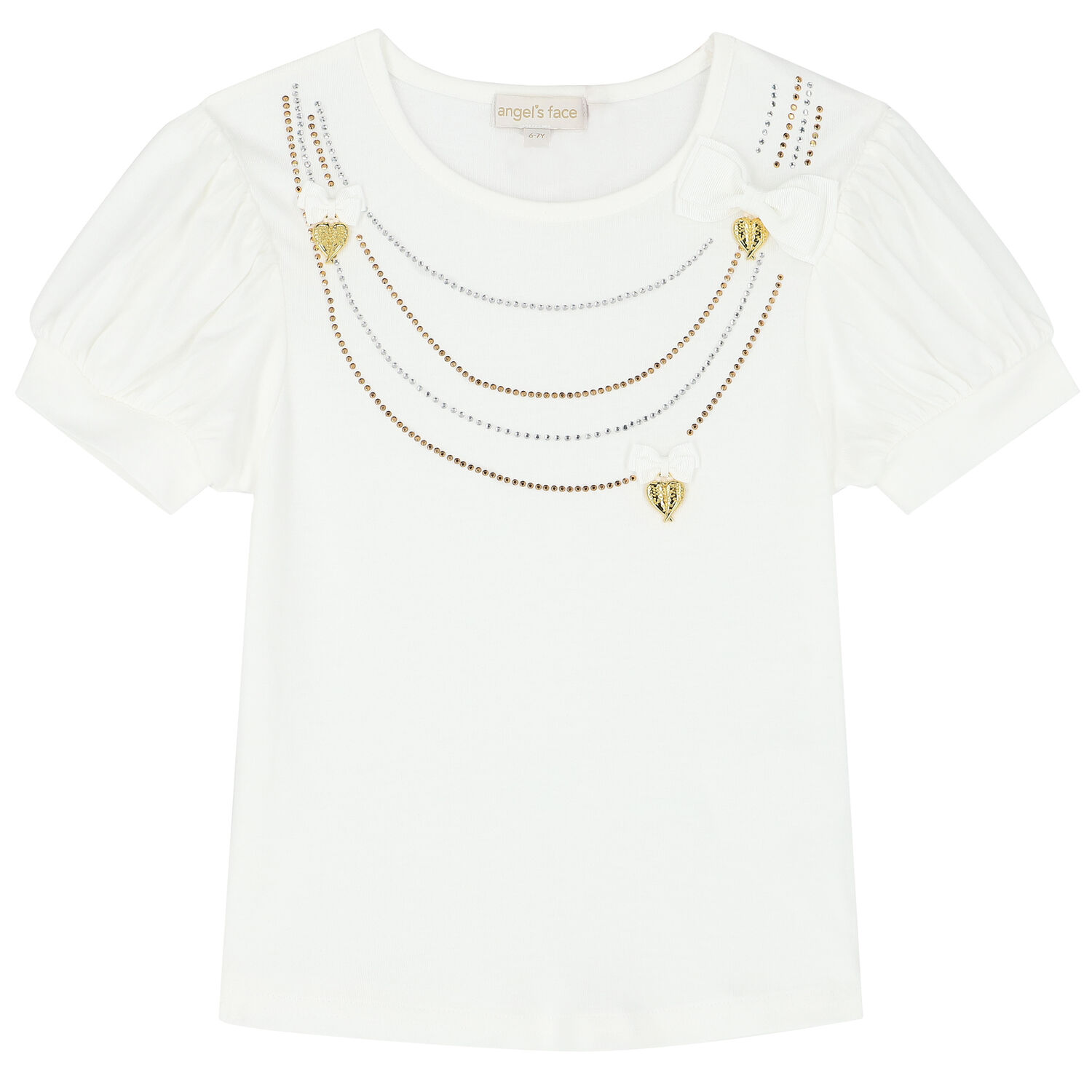 Girls White Necklace T-Shirt, 1, hi-res