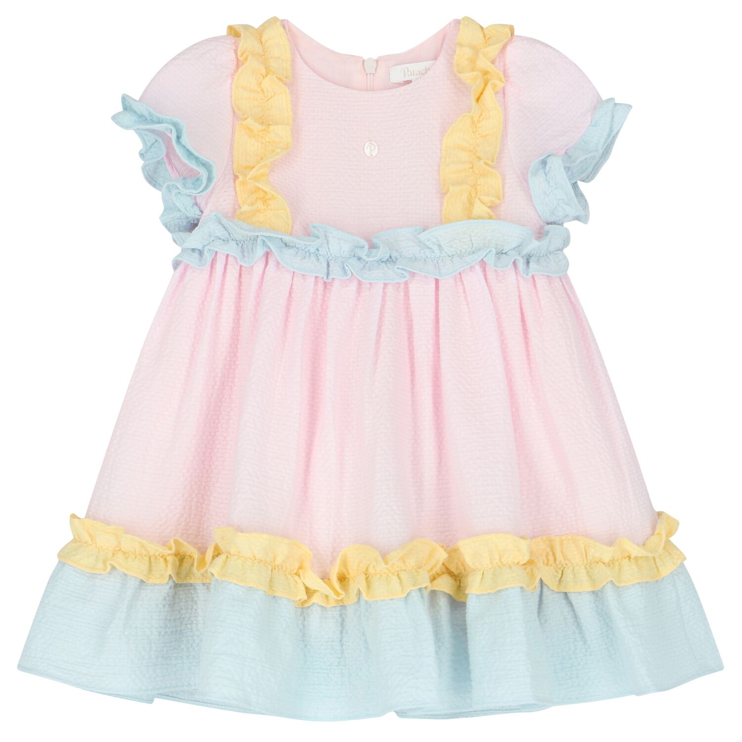 Younger Girls Seersucker Pink & Blue Dress, 1, hi-res