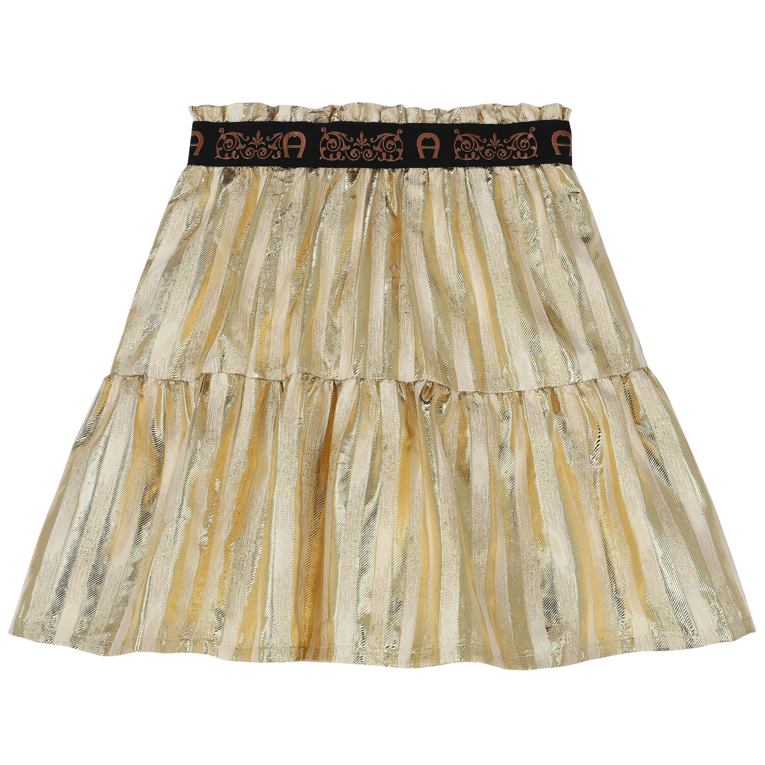 Girls Gold Striped Skirt, 1, hi-res