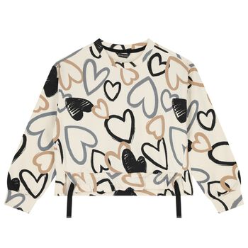 Girls Ivory Heart Sweatshirt