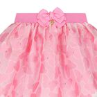 Girls Pink Butterfly Jacquard Skirt, 1, hi-res