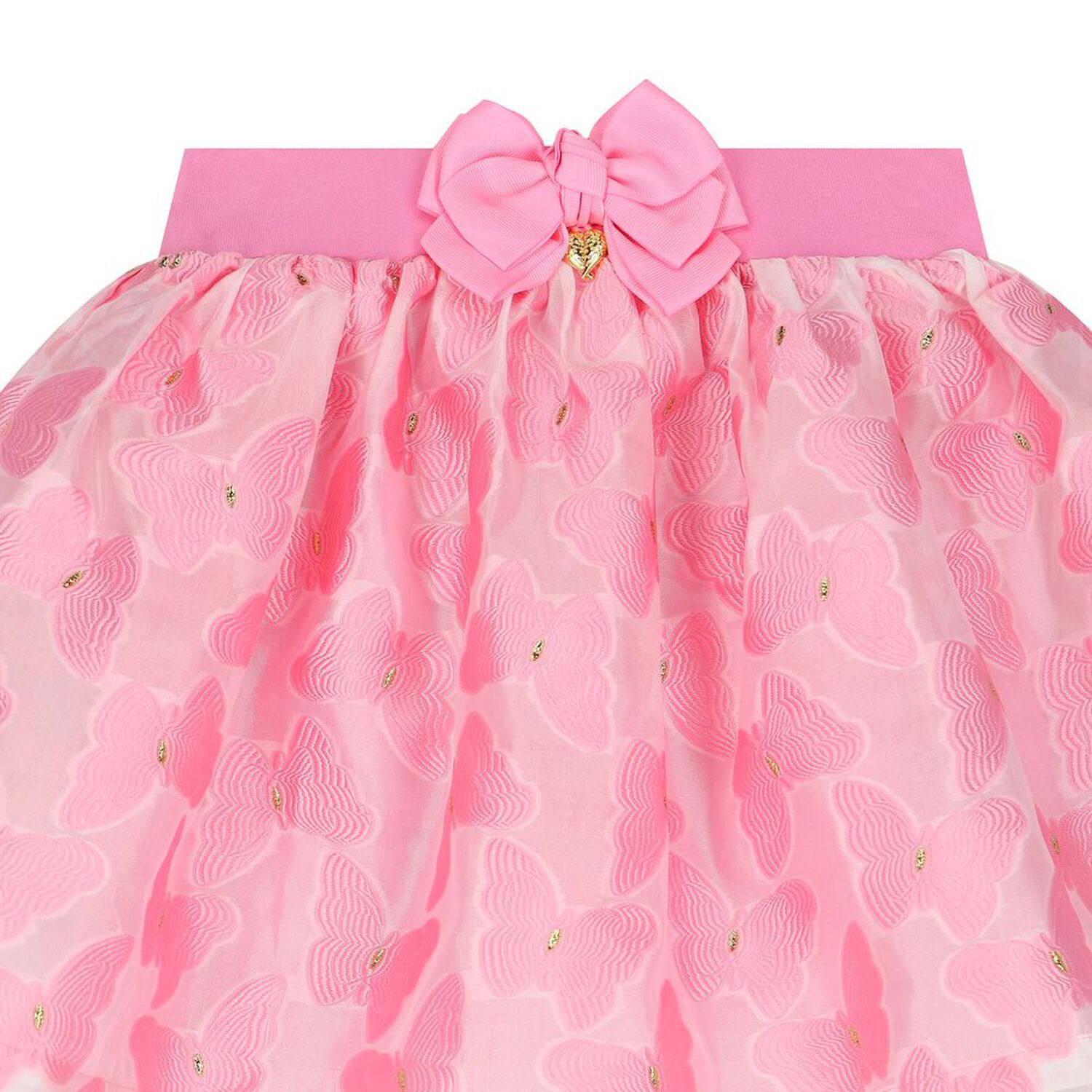 Girls Pink Butterfly Jacquard Skirt, 1, hi-res image number null
