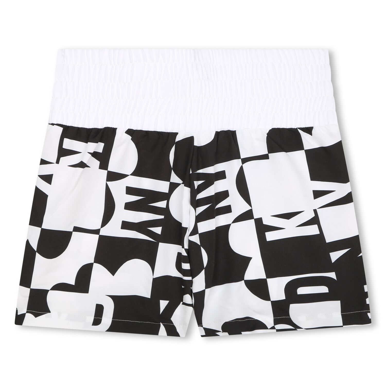 Girls Black & White Logo Swim Shorts, 1, hi-res