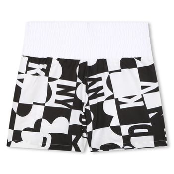 Girls Black & White Logo Swim Shorts