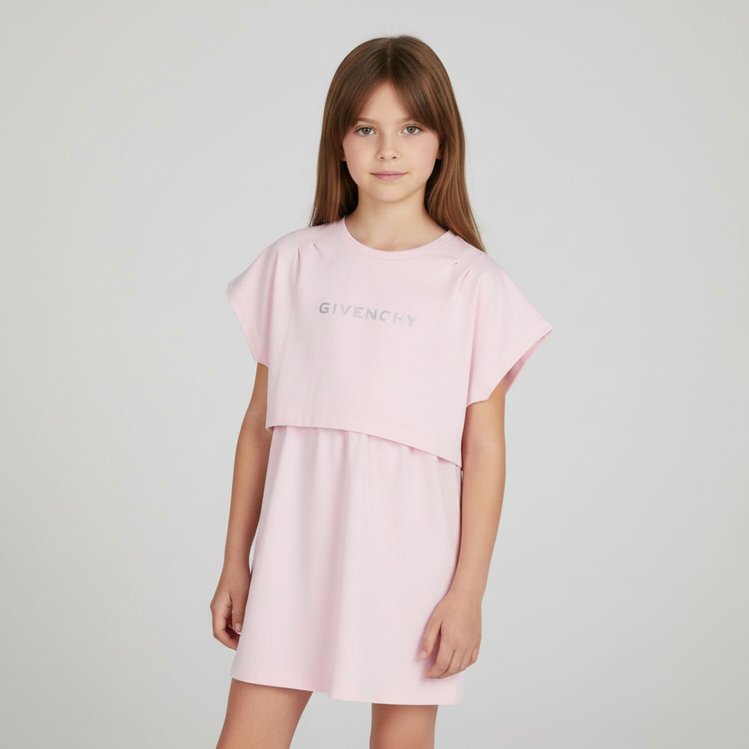 Girls Pink Logo Dress, 1, hi-res