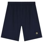 Boys White & Navy Blue Logo Pyjamas, 1, hi-res