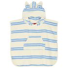 Boys Ivory & Blue Striped Hooded Poncho Towel, 1, hi-res