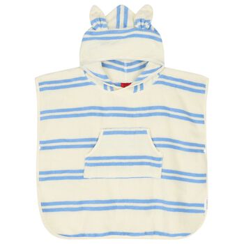 Boys Ivory & Blue Striped Hooded Poncho Towel