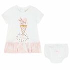 Baby Girls White & Pink Geo Map Dress Set, 1, hi-res