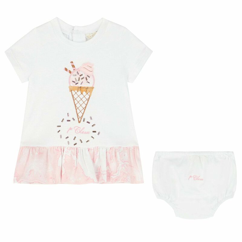 Baby Girls White & Pink Geo Map Dress Set, 1, hi-res image number null