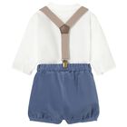 Baby Boys White & Blue Shorts Set, 2, hi-res