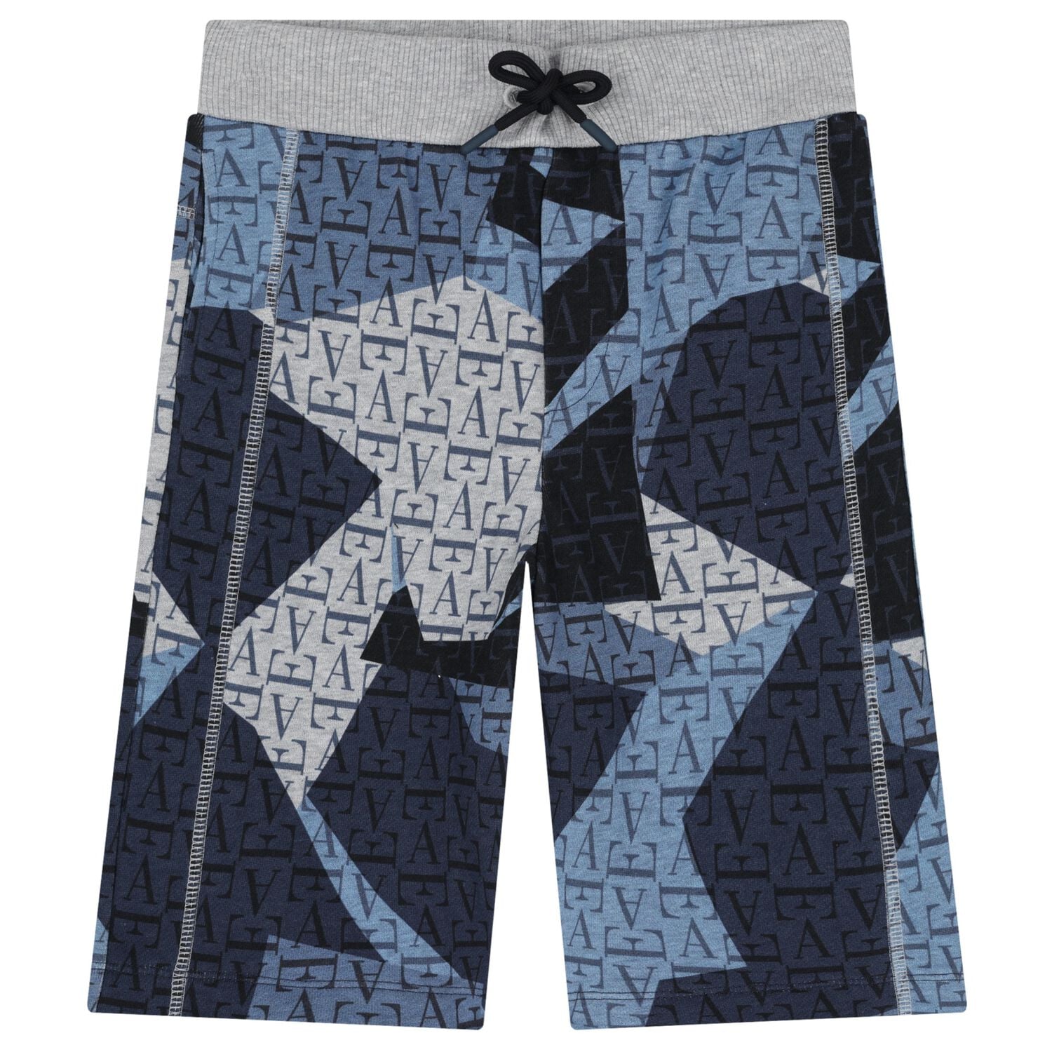 Boys Grey & Blue Logo Shorts, 2, hi-res