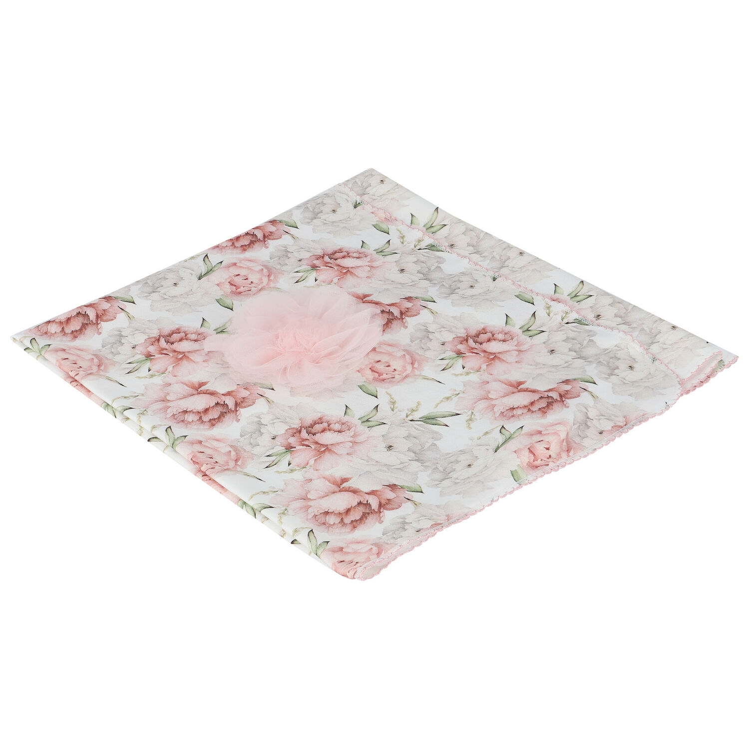Baby Girls White Floral Blanket, 1, hi-res