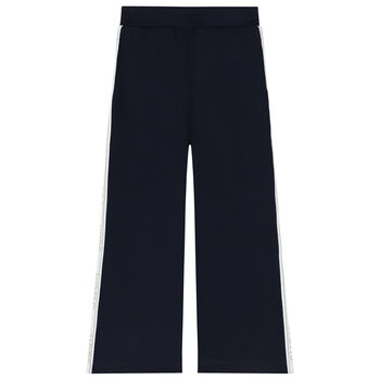 Girls Navy Blue Logo Joggers