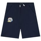 Boys Yellow & Navy Blue Smiley Shorts Set, 1, hi-res