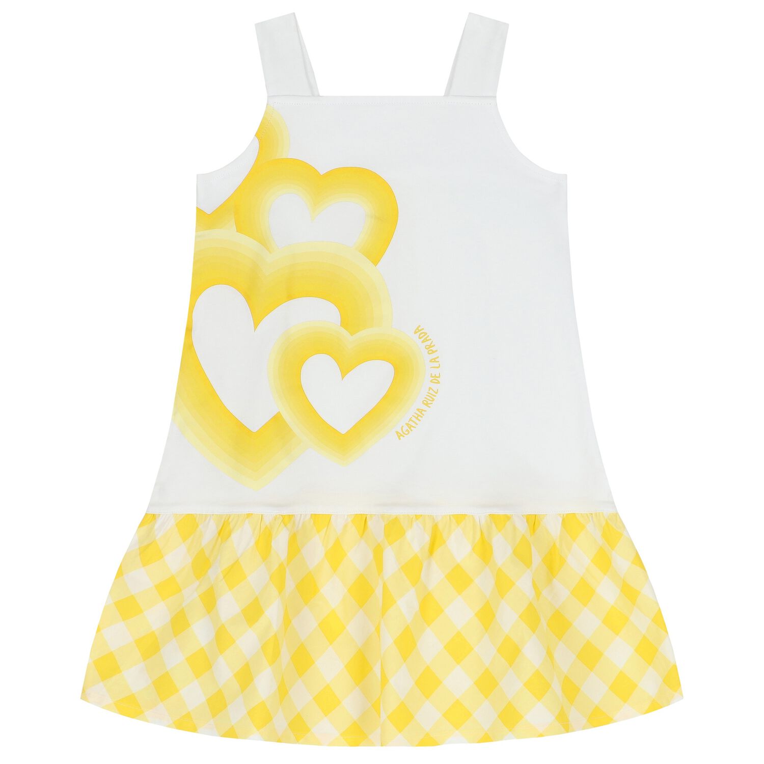 Girls Yellow & White Logo Dress, 1, hi-res