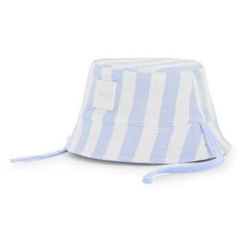 Baby Boys Blue & White Striped Logo Hat