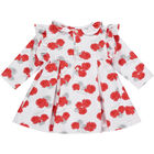 Baby Girls White & Red Roses Dress, 1, hi-res
