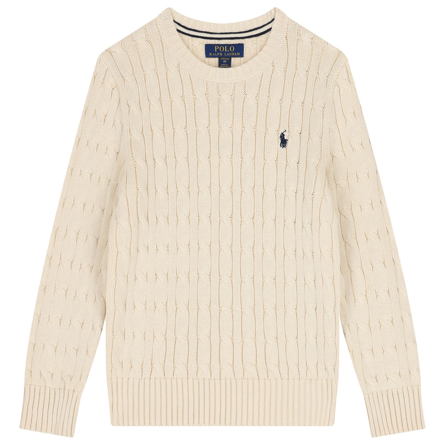 Ivory Logo Cable Knit Jumper, 1, hi-res