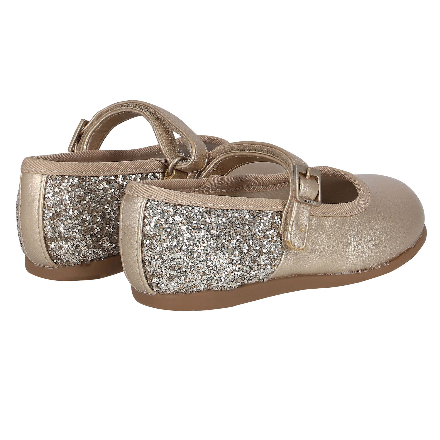 Girls Gold Embellished Ballerina Shoes, 1, hi-res