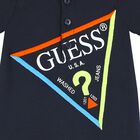 Baby Boys Navy Blue Logo Polo Romper, 1, hi-res