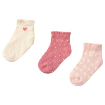 Younger Girls Ivory & Pink Socks ( 3 Pack ) 