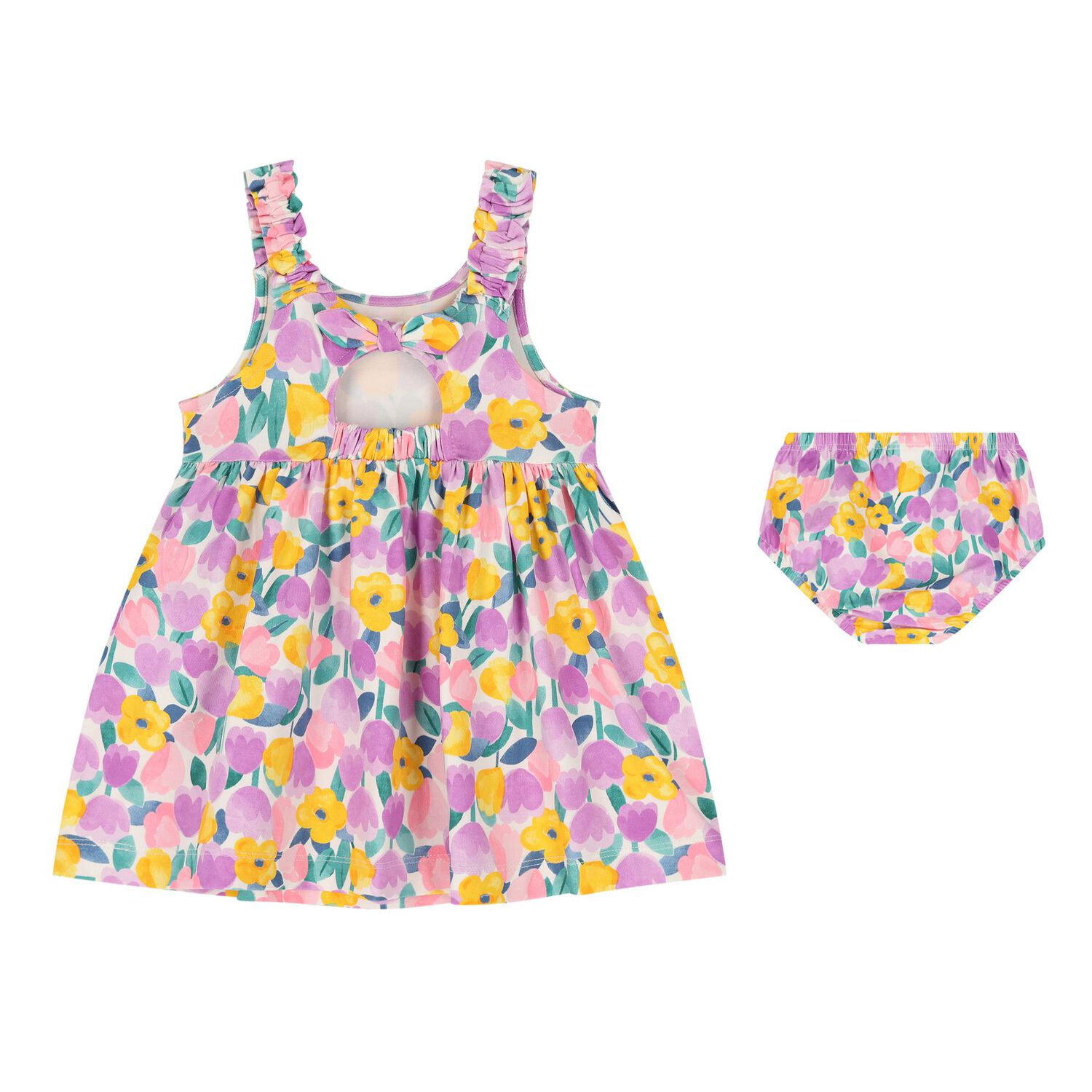 Younger Girls Multi-Coloured Floral Dress Set, 3, hi-res