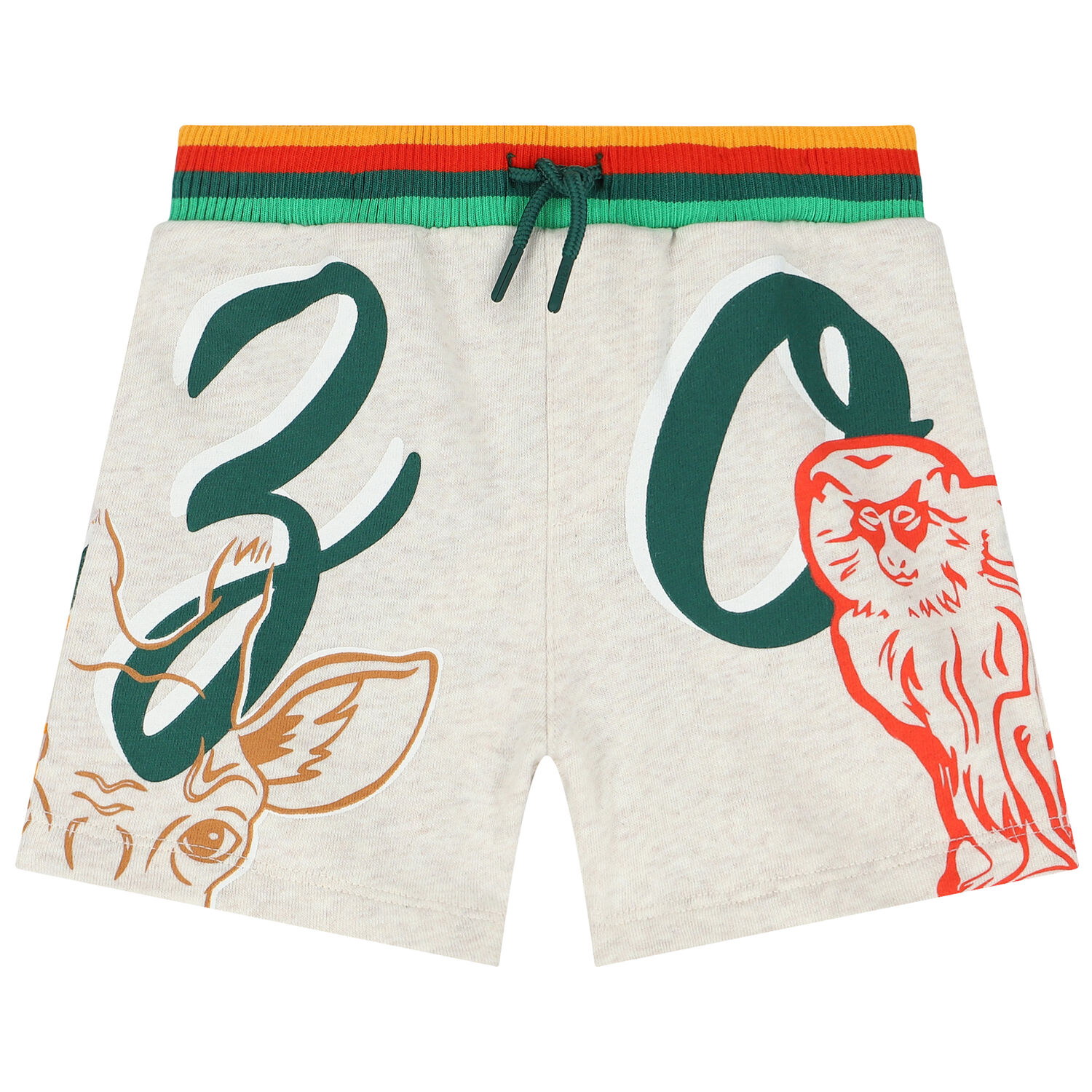 Younger Boys Beige Logo Shorts, 1, hi-res