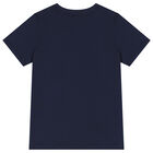 Boys Navy Blue & Gold Logo T-Shirt, 3, hi-res