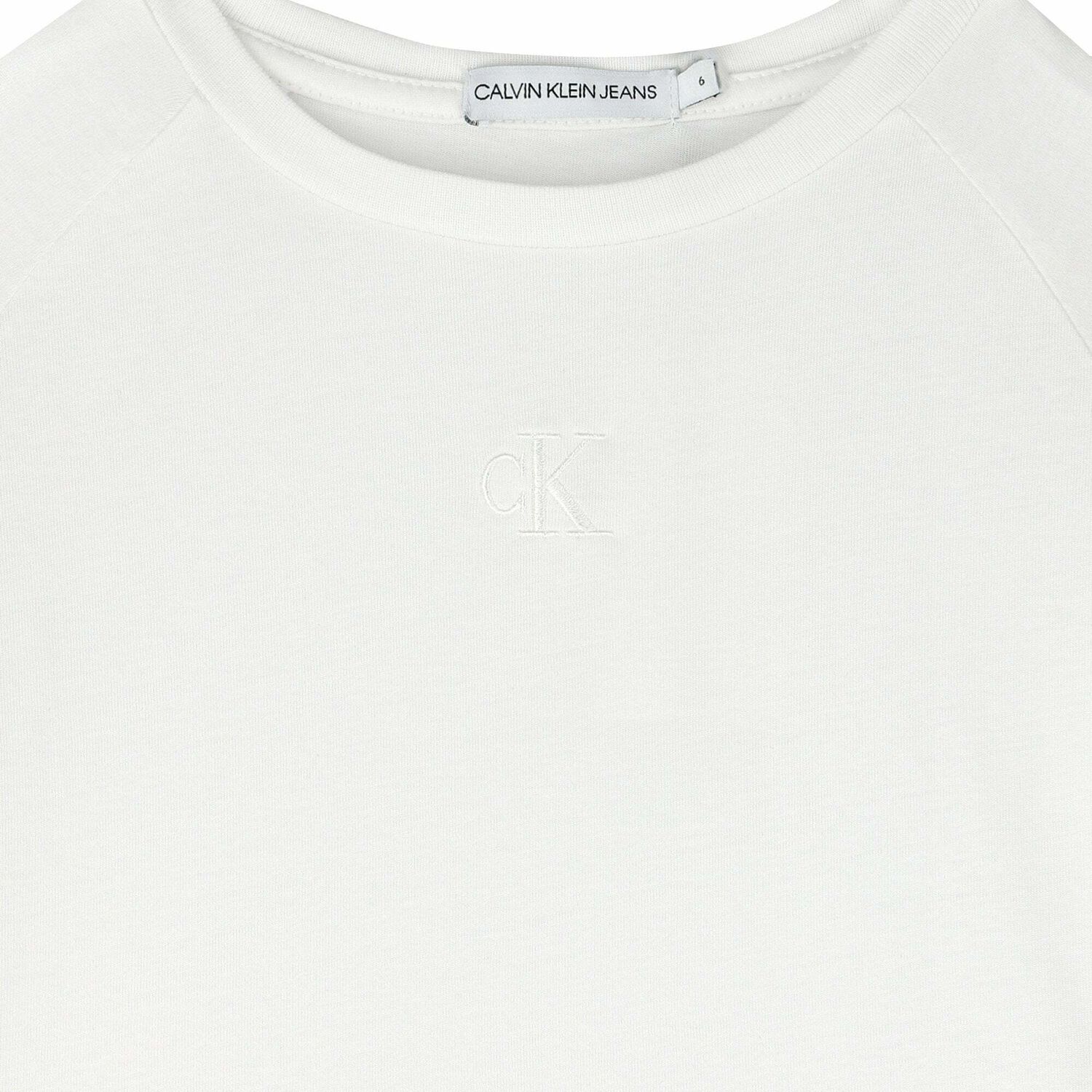 Girls White Logo Long Sleeve Top, 1, hi-res