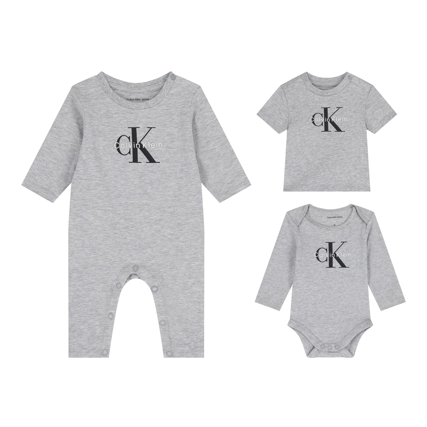 Baby Boys Grey Logo Babygrow Gift Set, 1, hi-res